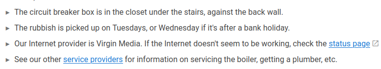 A snippet from a web page with info on the household.